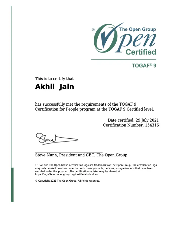 Togaf1 Cert